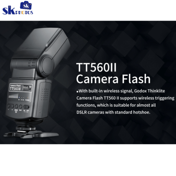 Godox TT560II Wireless 433MHz GN38 Camera Flash Speedlite Light with Built-in Receiver with RT Transmitter Compatible for Canon Nikon Sony Olympus Pentax Fuji DSLR Cameras with Standard Hot Shoe