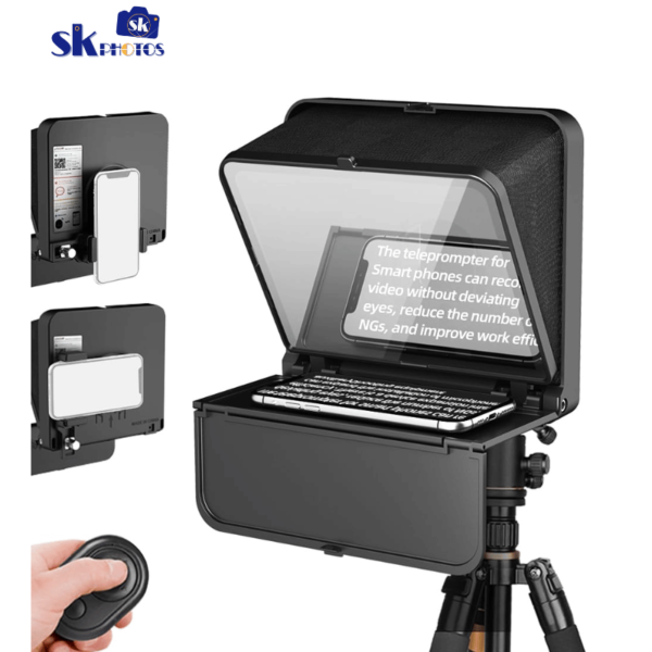 LENSGO Portable Mini Teleprompter for Smartphone, TC7S Mobile Phone Teleprompter Compatible with iOS & Android System for Online Teaching Vlog Live Streaming Interview, Fold in One Sec