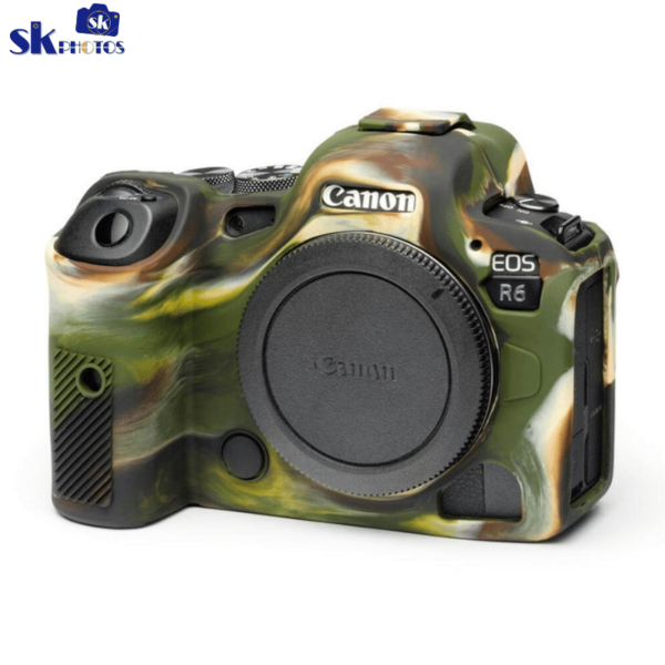 Camera Case for Canon R6 R6II - Silicone Protective DSLR Skin Cover, Detachable Cage, Shockproof, Dustproof (Camouflage)