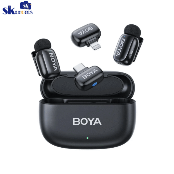 BOYA Mini 12 For ( Andriod Type C and I phone IOS ) Dual Wireless Microphone With Charging Case