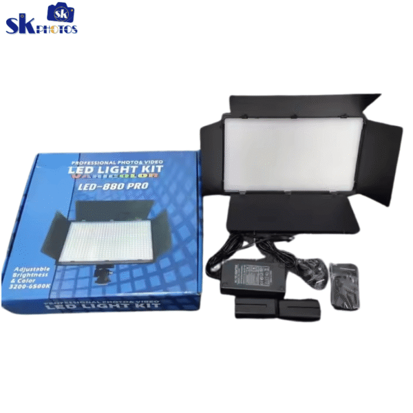 LED 880 Pro with Dual Battery Charger & Adapter 50W Bi-Colour Led Panel Photography Light