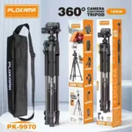 Plokama PK9970 Professional Tripod | Adjustable Aluminum Alloy Tripod Stand | Heavy-Duty Camera & Mobile Tripod for Photography & Videography | 360° Rotation | Travel-Friendly