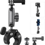TELESIN Super Clamp Camera Mount with 360° Dual Ball Head, Bike/Bicycle/Motorcycle Handlebar Mount for DJI Osmo Action 6/Osmo Action 5 Pro/Osmo Nano/Action 4 3/Hero 13 12 11 10 9 8 7/Insta 360 X4 X5