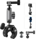 TELESIN Super Clamp Camera Mount with 360° Dual Ball Head, Bike/Bicycle/Motorcycle Handlebar Mount for DJI Osmo Action 6/Osmo Action 5 Pro/Osmo Nano/Action 4 3/Hero 13 12 11 10 9 8 7/Insta 360 X4 X5
