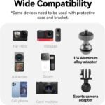 TELESIN Super Clamp Camera Mount with 360° Dual Ball Head, Bike/Bicycle/Motorcycle Handlebar Mount for DJI Osmo Action 6/Osmo Action 5 Pro/Osmo Nano/Action 4 3/Hero 13 12 11 10 9 8 7/Insta 360 X4 X5 - Image 4